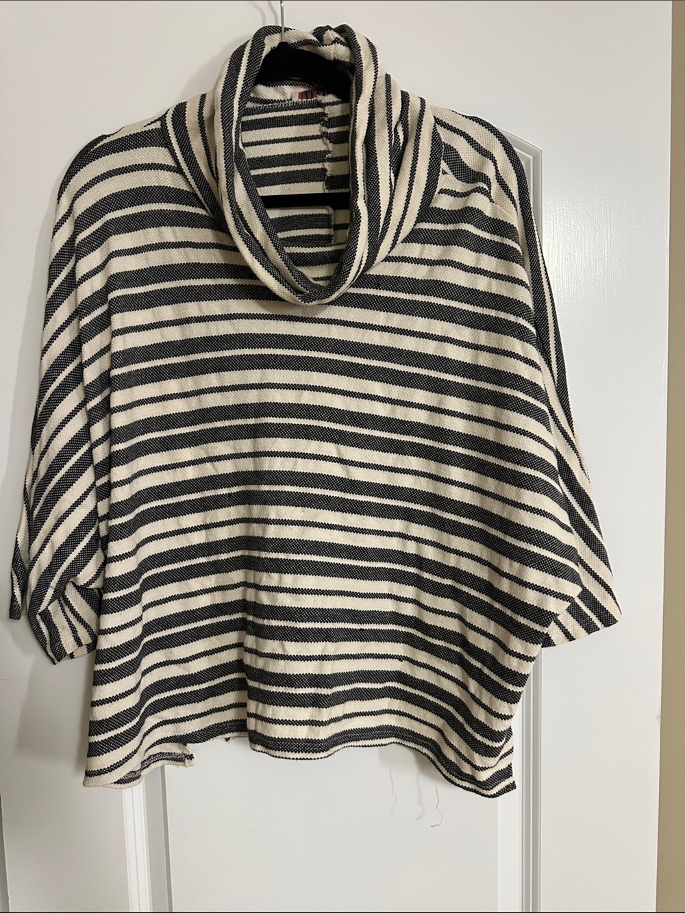 ANDREE BY UNIT Black & Cream Striped Cowl Neck Sweater
